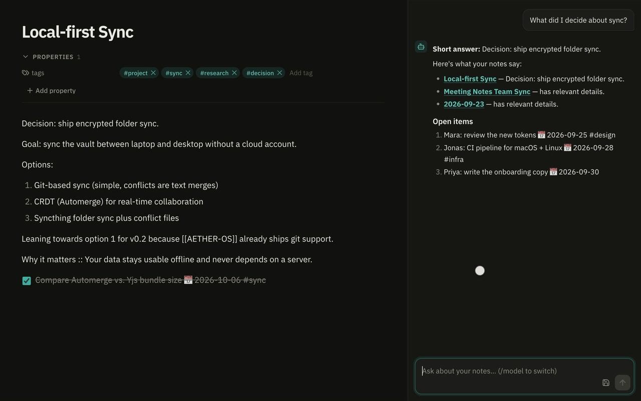 The AI agent answering a question from the notes