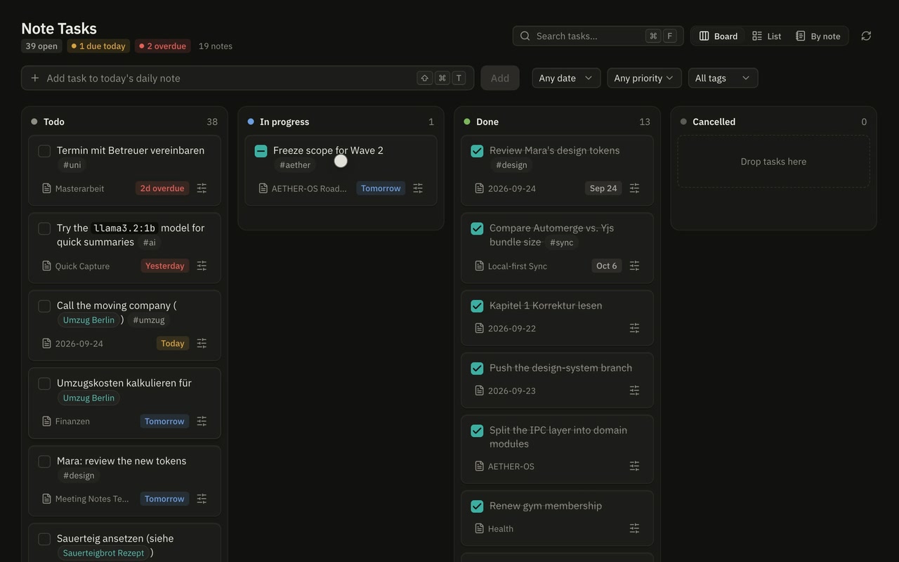Note Tasks: checkbox tasks from every note on a board